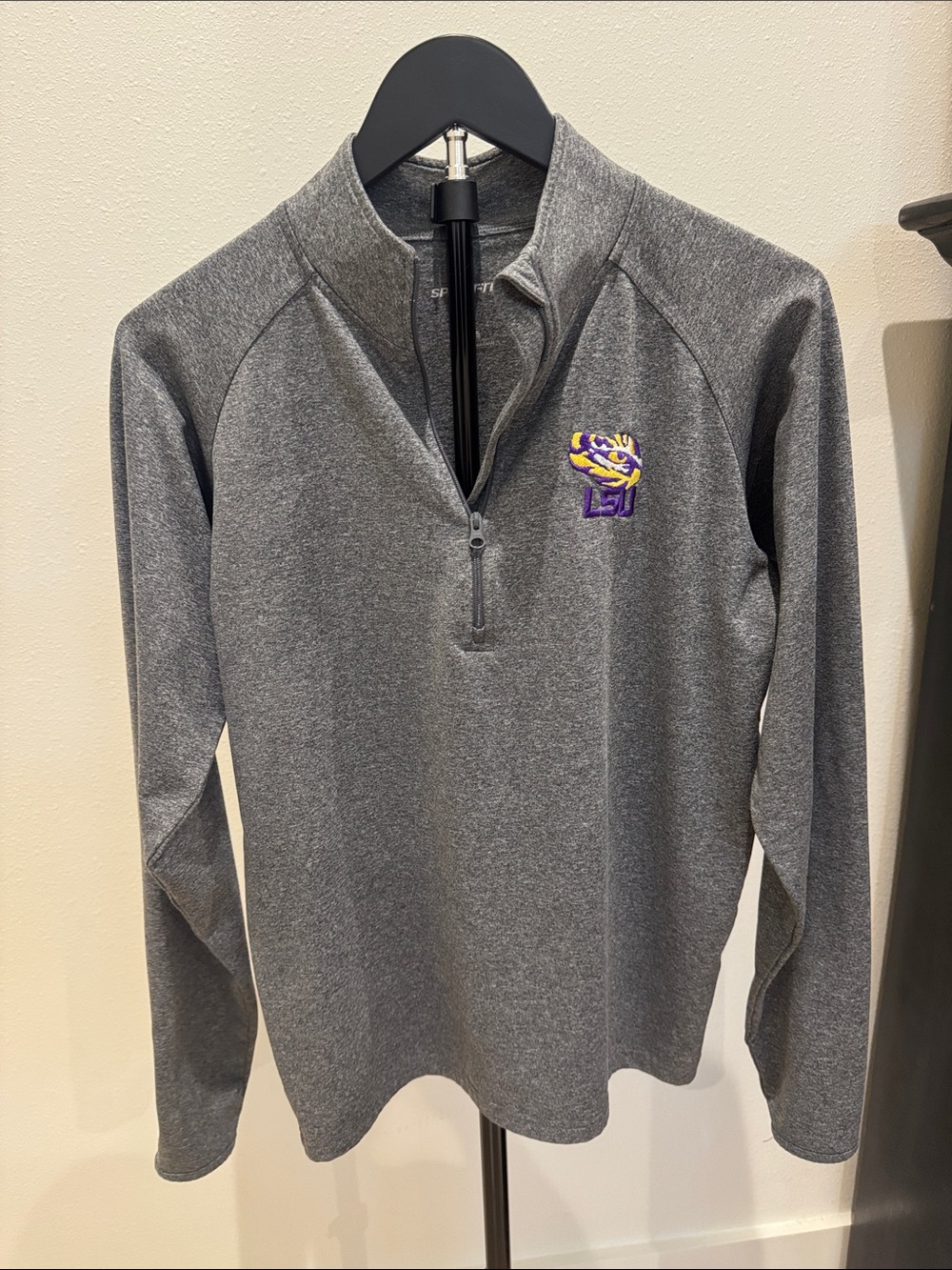 Sport-Tek Gray Heather Zip-Up Jacket LSU Tigers - Picture 1 of 4